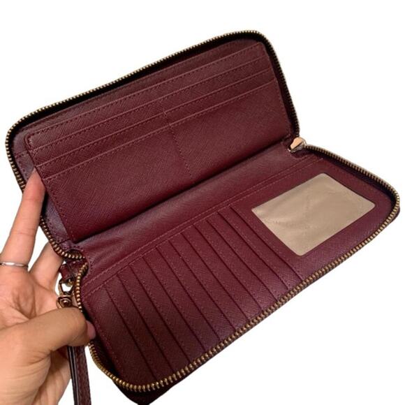Michael Kors Burgundy Zip Around Wallet - Picture 5 of 8